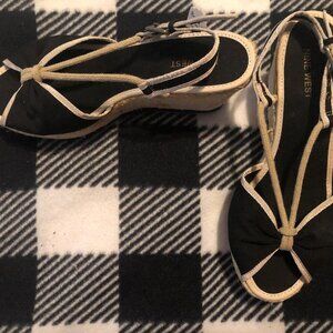 Nine West black and cream open-toe slingback espadrille size 7.5M worn once